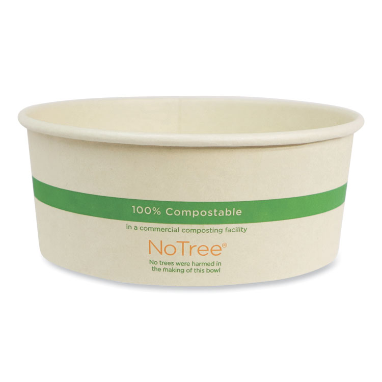 World Centric No Tree Wide Paper Bowls, 24 oz, 5.9" Diameter x 2.4" h, Natural, Sugarcane, 300/Carton (WORBONT24W)