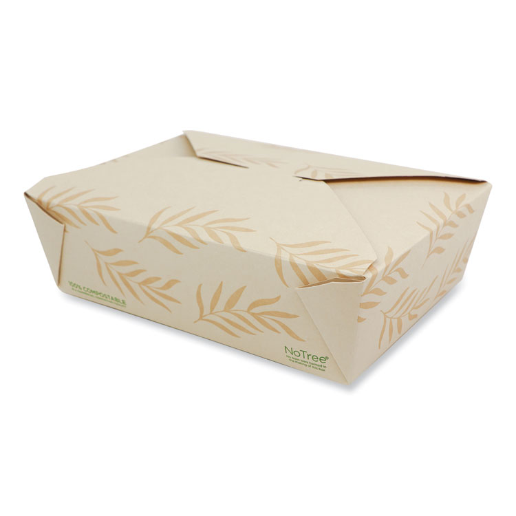 World Centric No Tree Folded Takeout Containers, 65 oz, 6.25 x 8.7 x 2.5, Natural, Sugarcane, 200/Carton (WORTONT3)