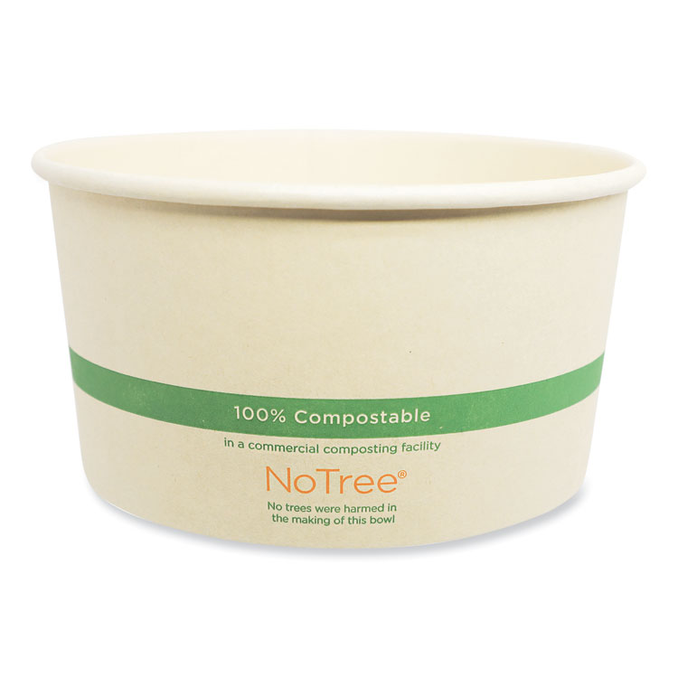 World Centric No Tree Wide Paper Bowls, 32 oz, 5.9" Diameter x 3.1" h, Natural, Sugarcane, 300/Carton (WORBONT32W)