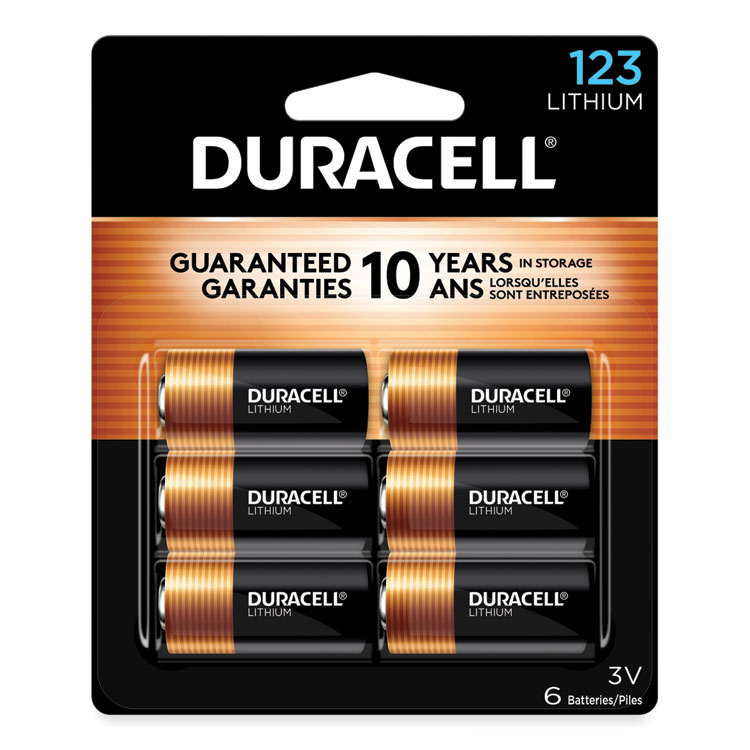 Duracell Specialty High-Power Lithium Batteries, 123, 3 V, 6/Pack (DURDL123AB6PK)