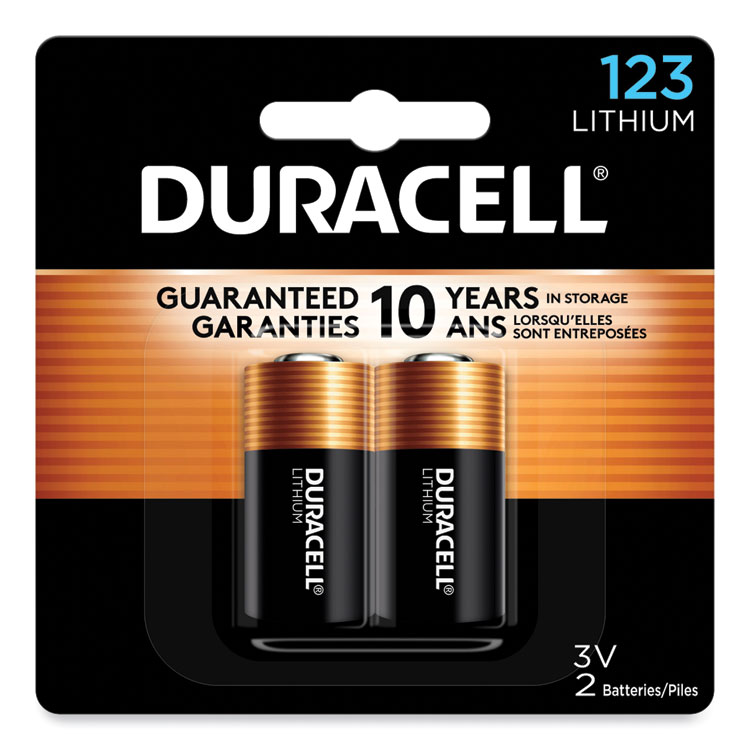 Duracell Specialty High-Power Lithium Battery, 123, 3 V, 2/Pack (DURDL123AB2BPK)