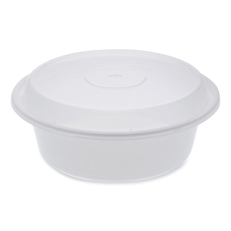 Pactiv Evergreen Newspring VERSAtainer Microwavable Containers, Round, 32 oz, 7 x 7 x 2.75, White/Clear, Plastic, 150/Carton (PCTNC729)