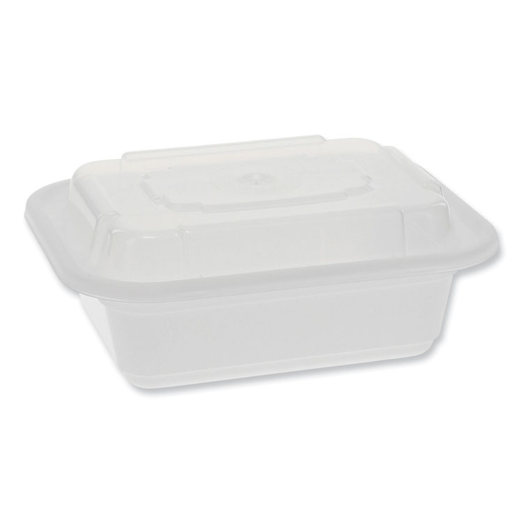 Pactiv Evergreen Newspring VERSAtainer Microwavable Containers, Rectangular, 12 oz, 4.5 x 5.5 x 2.12, White/Clear, Plastic, 150/Carton (PCTNC818)