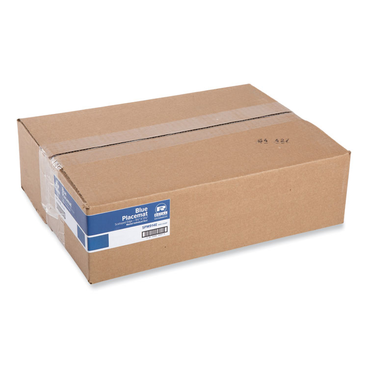 AmerCareRoyal Scalloped Edges Placemats, 9.5 x 13.5, Blue, 1,000/Carton (RPPSPM914E)