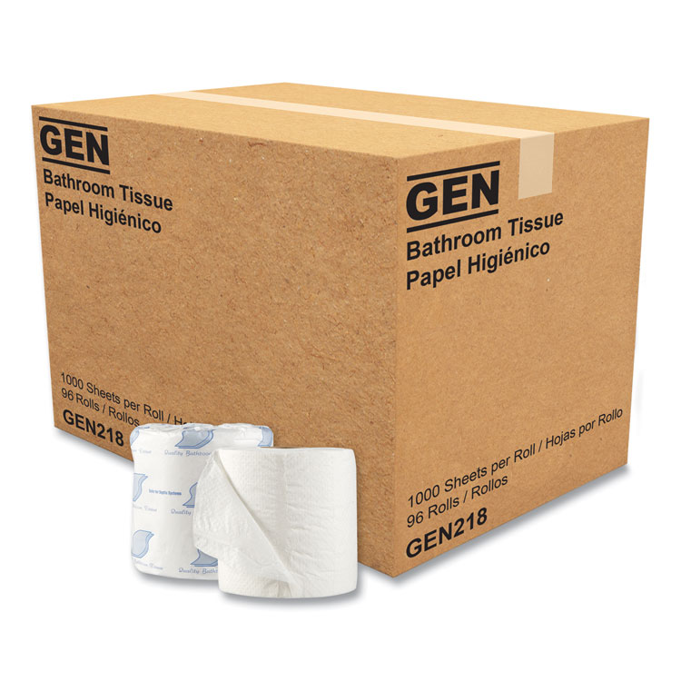 GEN Standard Bath Tissue, Individually Wrapped Rolls, Septic Safe, 1-Ply, White, 1,000 Sheets/Roll, 96 Rolls/Carton (GEN218)