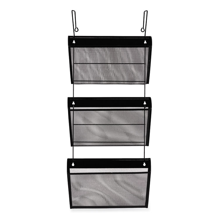 Universal Mesh Three-Pack Wall Files, 3 Sections, Letter Size, 14.13" x 3.38" x 8.5", Black (UNV20011)
