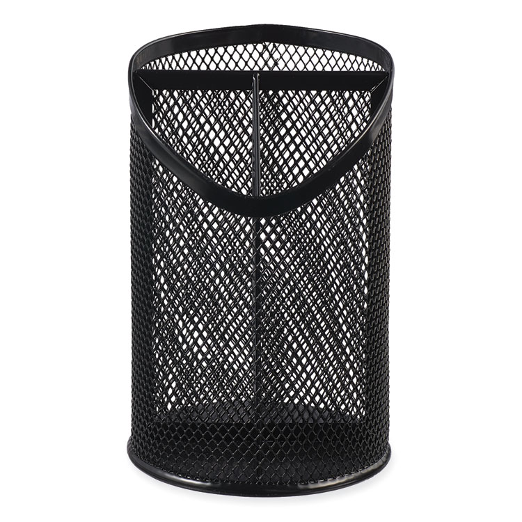 Universal Metal Mesh 3-Compartment Pencil Cup, 4.13" Diameter x 6"h, Black (UNV20019)