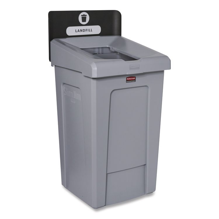 Rubbermaid Commercial Slim Jim Recycling Station 1-Stream, Landfill Recycling Station, 33 gal, Resin, Gray (RCP2171554)