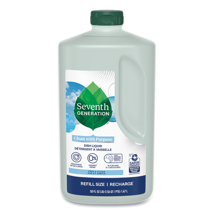 Seventh Generation Natural Dishwashing Liquid, Free and Clear, 50 oz Bottle, 3/Carton (SEV22724CT)