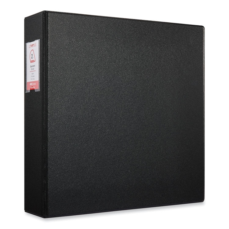 Universal Deluxe Non-View D-Ring Binder with Label Holder, 3 Rings, 2" Capacity, 11 x 8.5, Black (UNV20781)