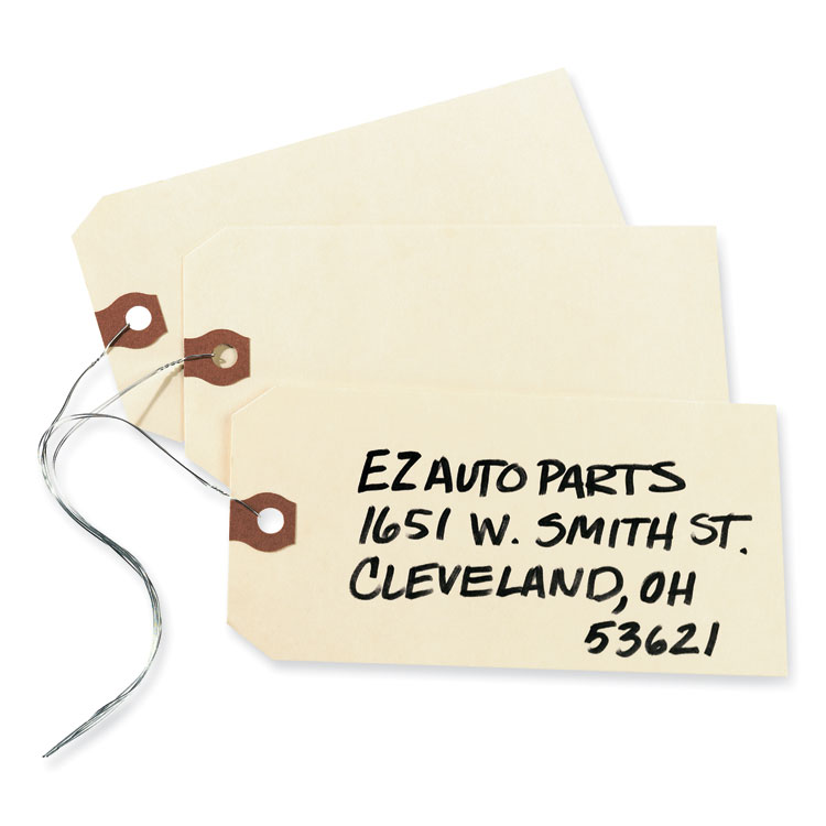 Avery Double Wired Shipping Tags, 11.5 pt Stock, 5.25 x 2.63, Manila, 1,000/Box (AVE12606)