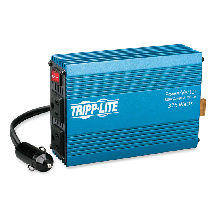 Tripp Lite by Eaton PowerVerter Ultra-Compact Car Inverter, 375 W, 12 V Input/120 V Output, 2 AC Outlets (TRPPV375)