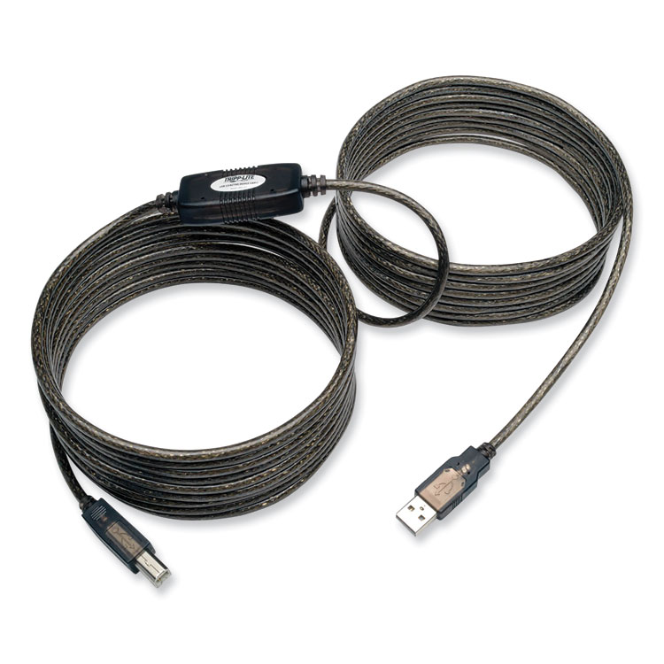 Tripp Lite by Eaton USB 2.0 Active Repeater Cable, A to B (M/M), 25 ft, Black (TRPU042025)