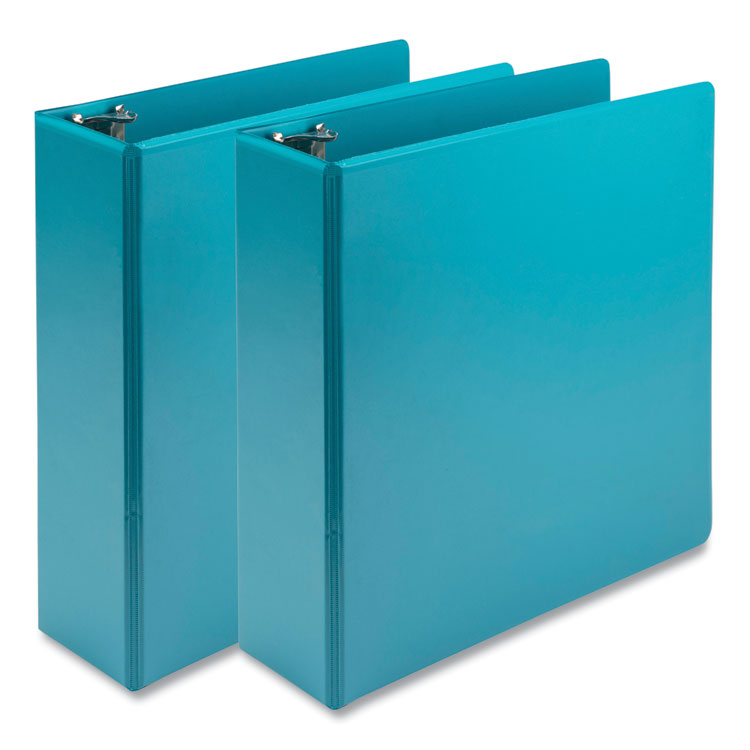 Samsill Earth's Choice Plant-Based Economy Round Ring View Binders, 3 Rings, 3" Capacity, 11 x 8.5, Teal, 2/Pack (SAMU86877)