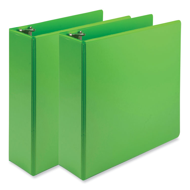Samsill Earth's Choice Plant-Based Economy Round Ring View Binders, 3 Rings, 3" Capacity, 11 x 8.5, Lime, 2/Pack (SAMU86878)