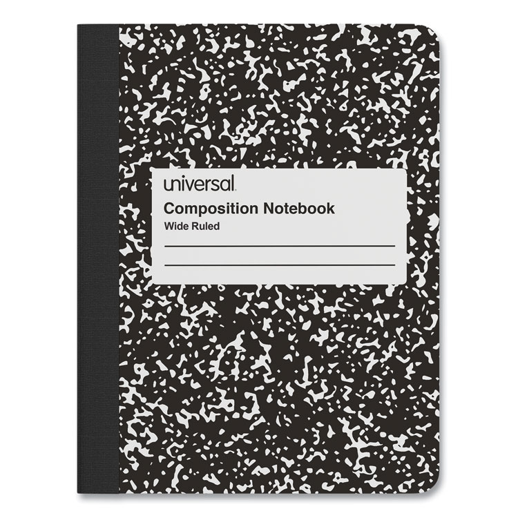 Universal Composition Book, Wide/Legal Rule, Black Marble Cover, (100) 9.75 x 7.5 Sheets (UNV20930)