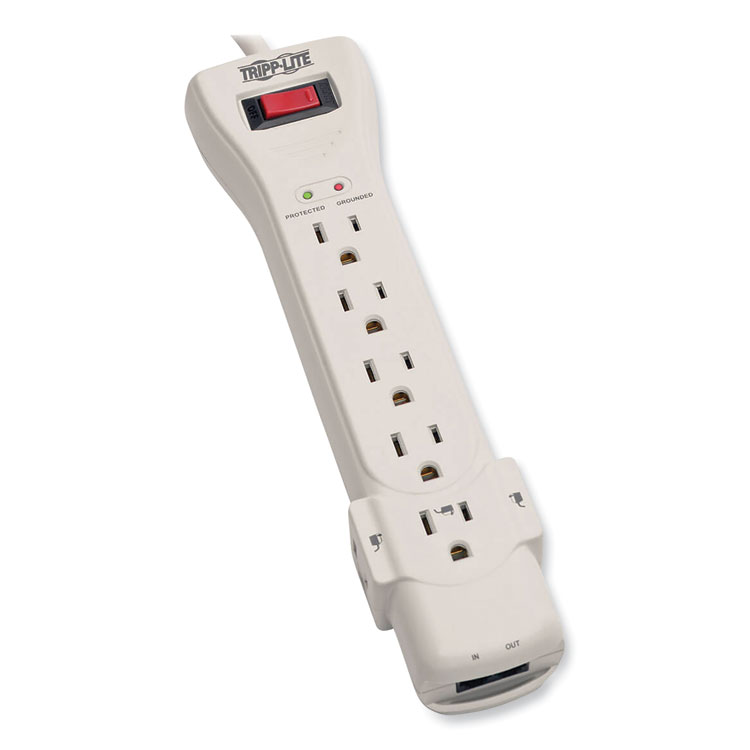 Tripp Lite by Eaton Protect It! Surge Protector, 7 AC Outlets, 15 ft Cord, 2,520 J, Light Gray (TRPSUPER7TEL15)