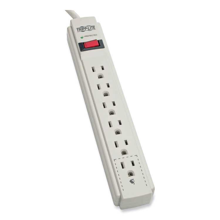 Tripp Lite by Eaton Protect It! Surge Protector, 6 AC Outlets, 4 ft Cord, 790 J, Light Gray (TRPTLP604)