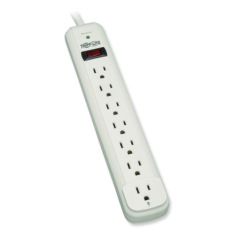 Tripp Lite by Eaton Protect It! Surge Protector, 7 AC Outlets, 12 ft Cord, 1,080 J, Light Gray (TRPTLP712)