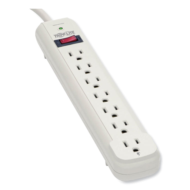 Tripp Lite by Eaton Protect It! Surge Protector, 7 AC Outlets, 25 ft Cord, 1,080 J, Light Gray (TRPTLP725)