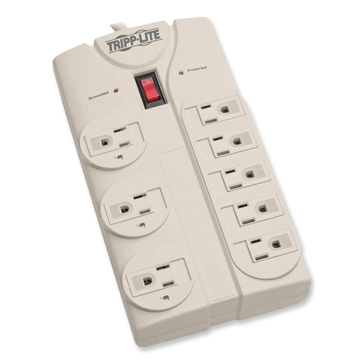 Tripp Lite by Eaton Protect It! Surge Protector, 8 AC Outlets, 8 ft Cord, 1,440 J, Light Gray (TRPTLP808)
