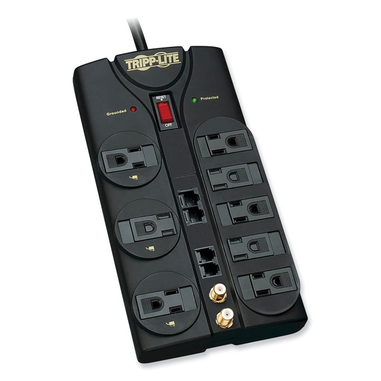 Tripp Lite by Eaton Protect It! Surge Protector, 8 AC Outlets, 10 ft Cord, 3,240 J, Black (TRPTLP810NET)