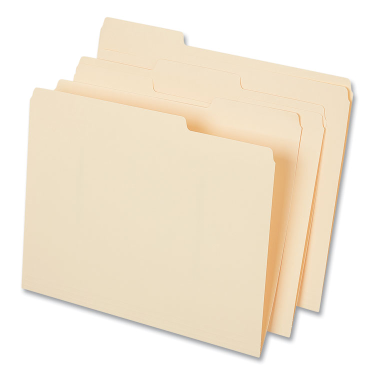 Universal Top Tab File Folders, 1/3-Cut Tabs: Assorted, Letter Size, 0.75" Expansion, Manila, 50/Box (UNV18104)