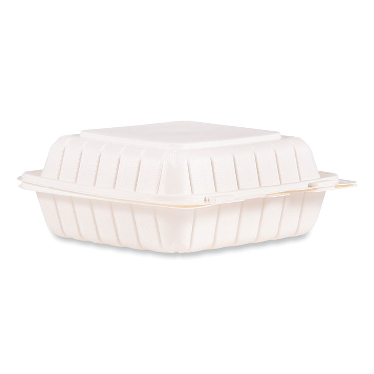 Dart Hinged Lid Containers, 8.25 x 8 x 3, White, Plastic, 150/Carton (DCC85MFPPHT1R)