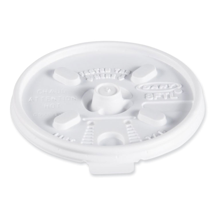 Dart Lift n' Lock Plastic Hot Cup Lids, Fits 8 oz Hot Cups, White, 1,000/Carton (DCC8FTL)