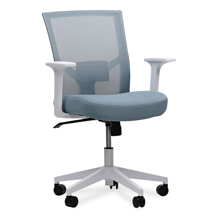 Workspace by Alera Mesh Back Fabric Task Chair, Supports Up to 275 lb, 17.32" to 21.1" Seat Height, Seafoam Blue Seat/Back (ALEWS42B77)