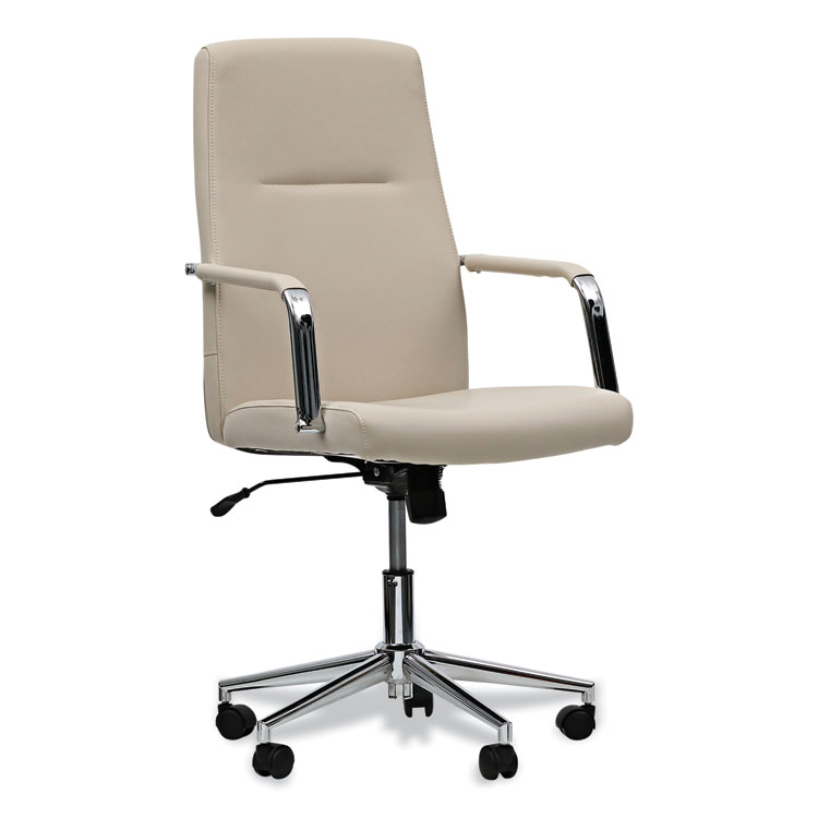 Workspace by Alera Leather Task Chair, Supports Up to 275 lb, 18.19" to 21.93" Seat Height, White Seat, White Back (ALEWS4106)