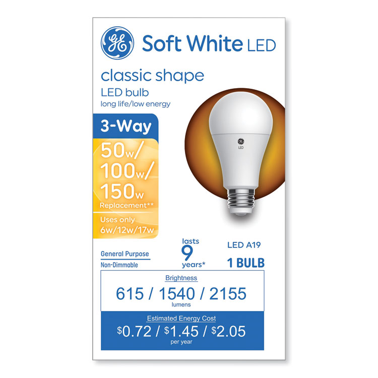 Classic Classic LED SW Non-Dim A19 3-Way Light Bulb, 6 W; 12 W; 17 W, Soft White (GEL93130566)