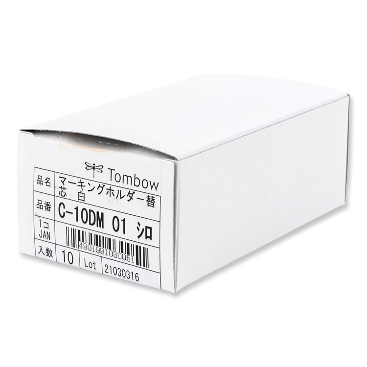 Tombow Mechanical Wax-Based Marking Pencil Refills, 4.4 mm, White, 10/Box (TOM51539)