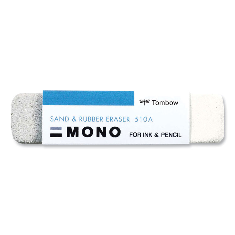 TOM57302 - Tombow Mono Sand and Rubber Eraser, For Pencil/Ink Marks, Rectangular Block, Medium, White (TOM57302)