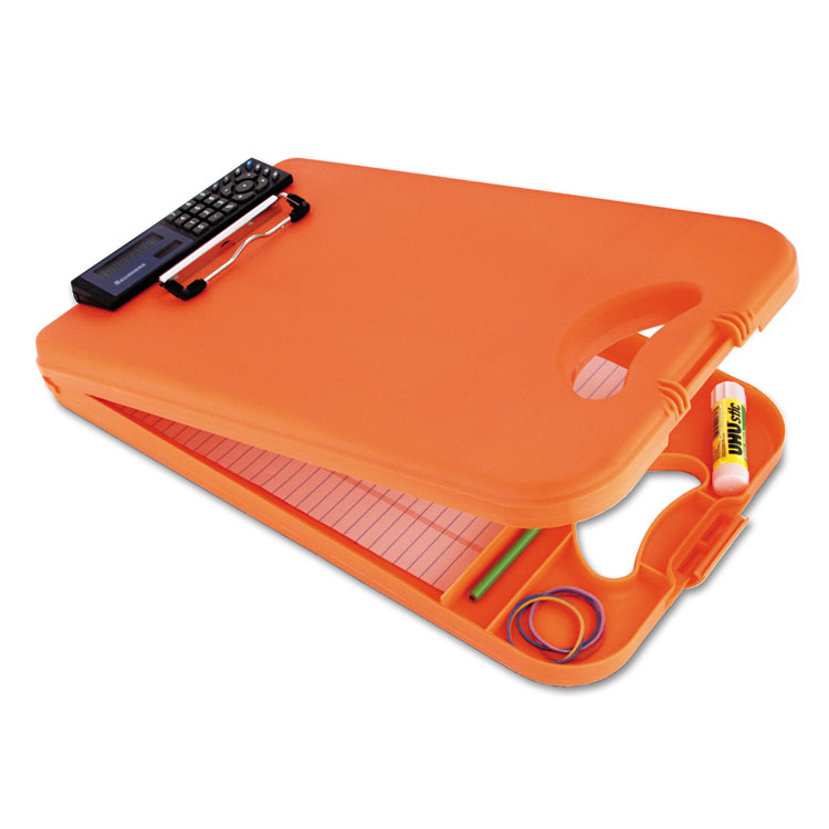 Saunders DeskMate II with Calculator, 0.5" Clip Capacity, Holds 8.5 x 11 Sheets, Hi-Vis Orange (SAU00543)