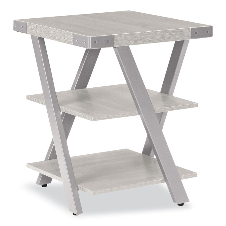 Safco End Table, Square, 20 x 20 x 25, White Ash Top, Silver Base (SAFMRETWAH)