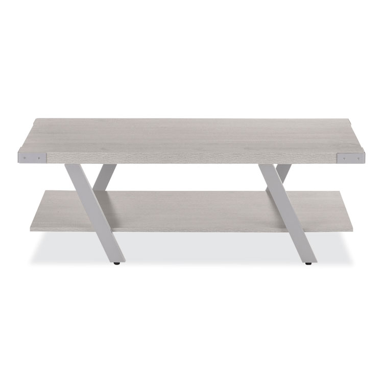 Safco Coffee Table, Rectangular, 51 x 23.78 x 16, White Ash Top, Silver Base (SAFMRCFTWAH)