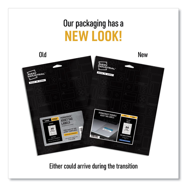 AVE61526 - Avery PermaTrack Durable White Asset Tag Labels, Laser Printers, 0.75 x 2, White, 30/Sheet, 8 Sheets/Pack (AVE61526) - Image 2