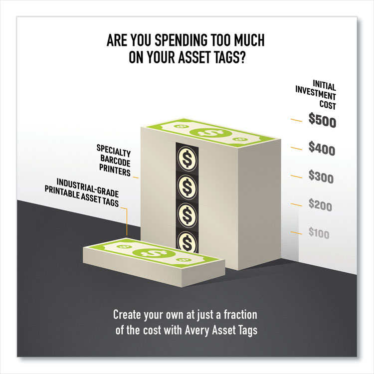 AVE61526 - Avery PermaTrack Durable White Asset Tag Labels, Laser Printers, 0.75 x 2, White, 30/Sheet, 8 Sheets/Pack (AVE61526) - Image 4