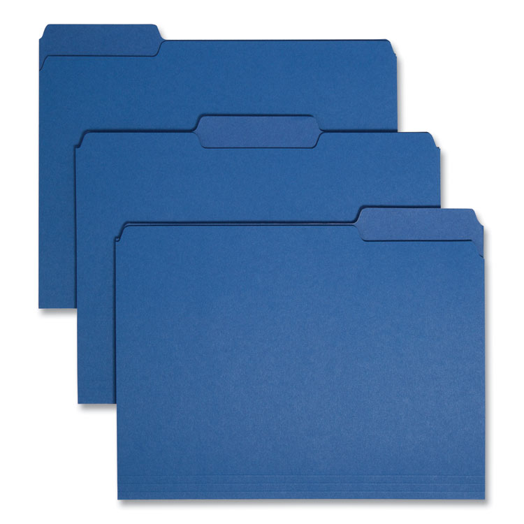 Smead Interior File Folders, 1/3-Cut Tabs: Assorted, Letter Size, 0.75" Expansion, Navy Blue, 100/Box (SMD10279)