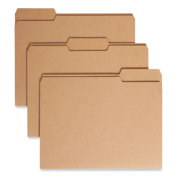 Smead Heavyweight Kraft File Folder, 1/3-Cut Tabs: Assorted, Letter Size, 0.75" Expansion, 17-pt Kraft, Brown, 50/Box (SMD10830)
