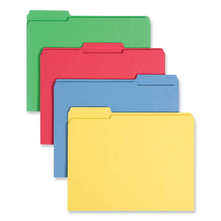Smead Reinforced Top Tab Colored File Folders, 1/3-Cut Tabs: Assorted, Letter Size, 0.75" Expansion, Assorted Colors, 12/Pack (SMD11641)