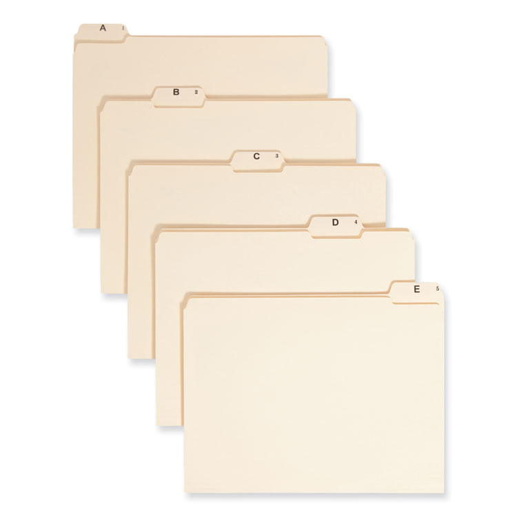 Smead Indexed File Folder Sets, 1/5-Cut Prelabeled Tabs: A to Z, Letter Size, 0.75" Expansion, Manila, 25/Set (SMD11777)