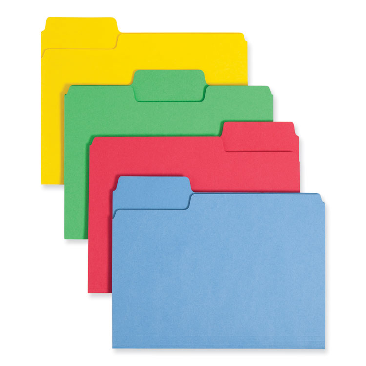 Smead SuperTab Colored File Folders, 1/3-Cut Tabs: Assorted, Letter Size, 0.75" Expansion, 11-pt Stock, Color Assortment 1, 24/Pack (SMD11956)