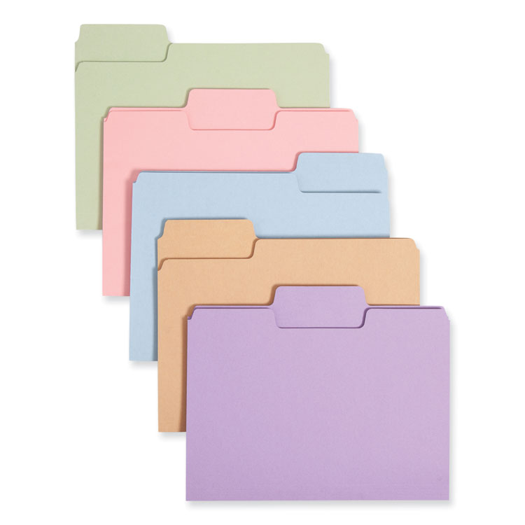 Smead SuperTab Colored File Folders, 1/3-Cut Tabs: Assorted, Letter Size, 0.75" Expansion, 11-pt Stock, Color Assortment 2, 100/Box (SMD11961)