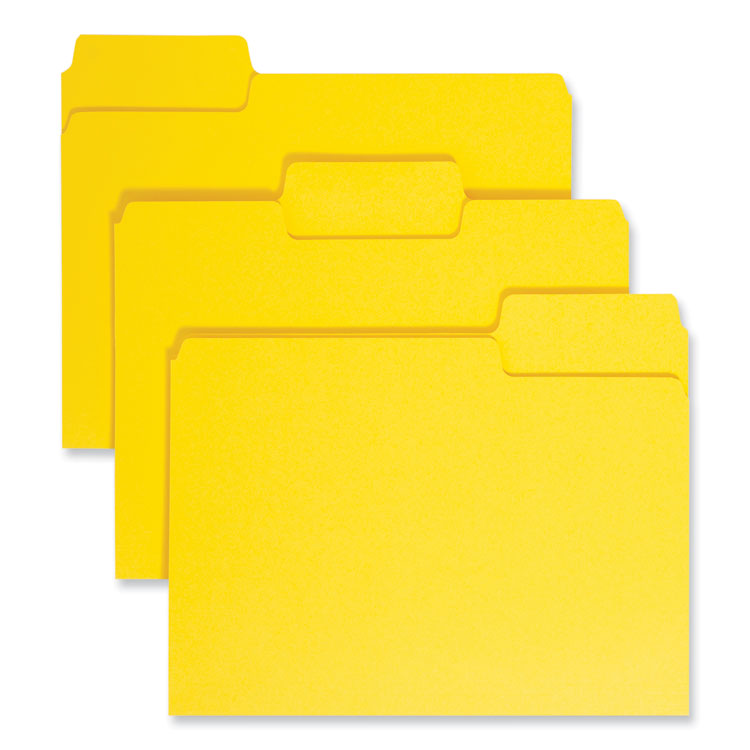 Smead SuperTab Colored File Folders, 1/3-Cut Tabs: Assorted, Letter Size, 0.75" Expansion, 11-pt Stock, Yellow, 100/Box (SMD11984)