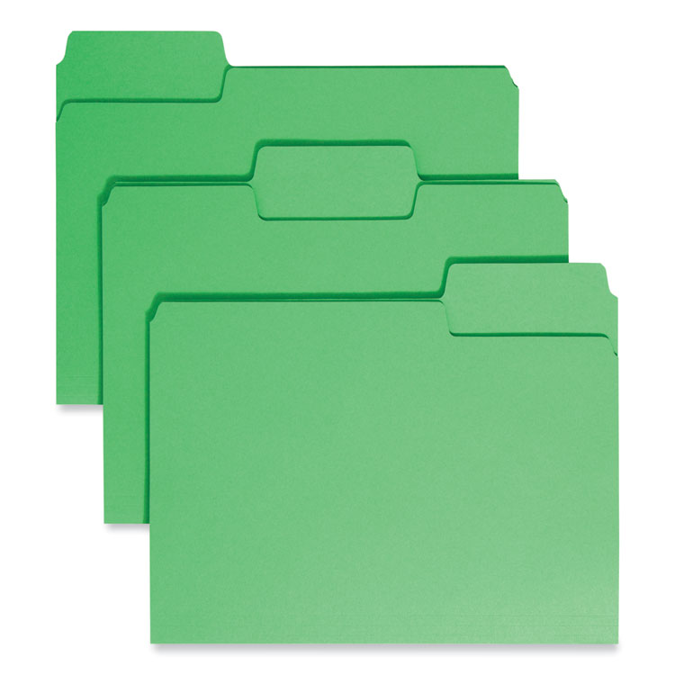 Smead SuperTab Colored File Folders, 1/3-Cut Tabs: Assorted, Letter Size, 0.75" Expansion, 11-pt Stock, Green, 100/Box (SMD11985)