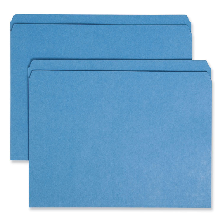 Smead Reinforced Top Tab Colored File Folders, Straight Tabs, Letter Size, 0.75" Expansion, Blue, 100/Box (SMD12010)