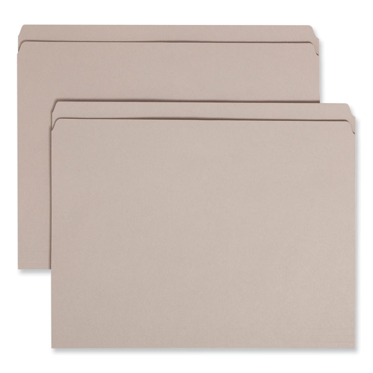 Smead Reinforced Top Tab Colored File Folders, Straight Tabs, Letter Size, 0.75" Expansion, Gray, 100/Box (SMD12310)