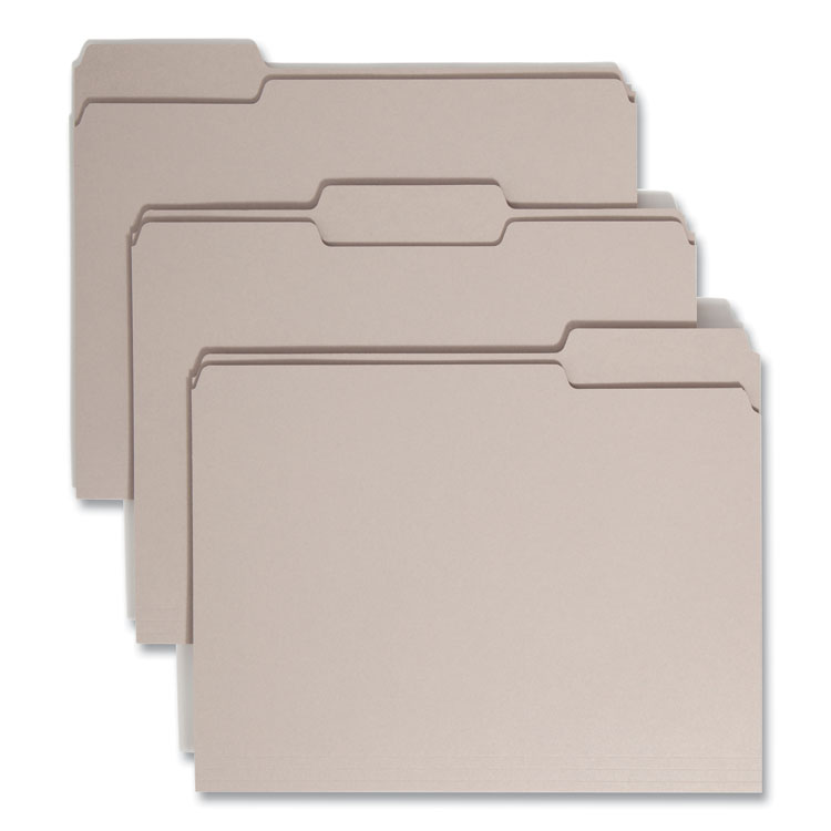 Smead Colored File Folders, 1/3-Cut Tabs: Assorted, Letter Size, 0.75" Expansion, Gray, 100/Box (SMD12343)